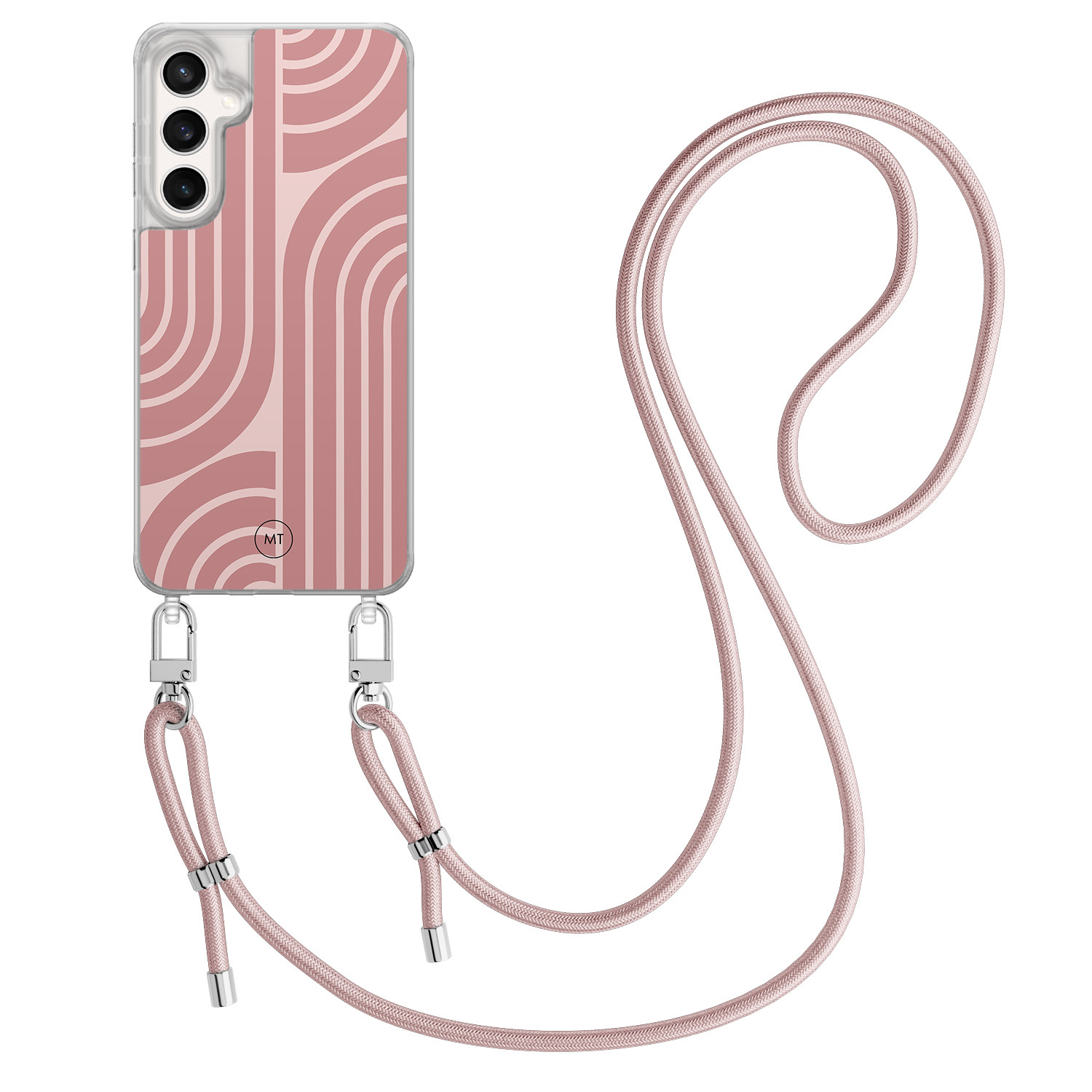 Mooie Telefoonhoesjes Samsung Galaxy S23 FE hoesje met rosegoud koord - Blush shapes
