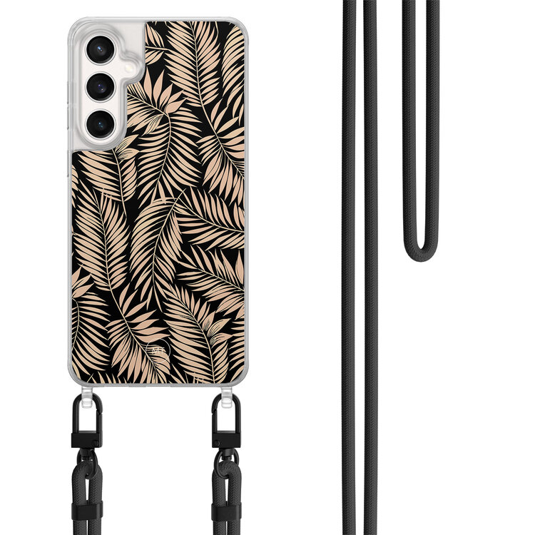 Mooie Telefoonhoesjes Samsung Galaxy S23 FE hoesje met zwart koord - Palm silhouette