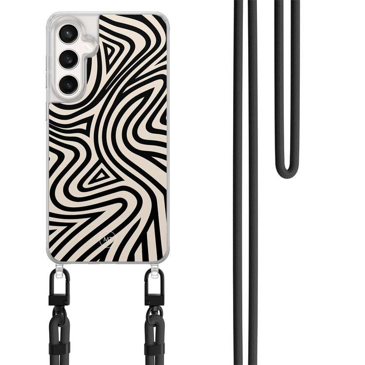 Mooie Telefoonhoesjes Samsung Galaxy S23 FE hoesje met zwart koord - Groovy lines