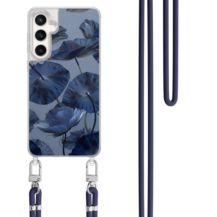Mooie Telefoonhoesjes Samsung Galaxy S23 FE hoesje met donkerblauw koord - Dusky blooms