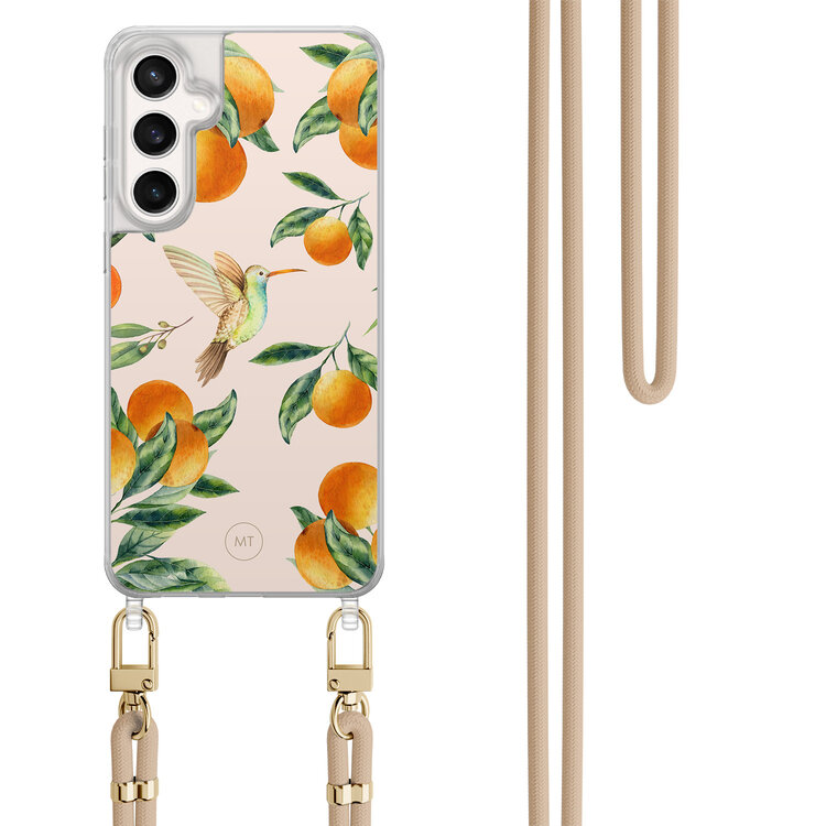 Mooie Telefoonhoesjes Samsung Galaxy S23 FE hoesje met beige koord - Tropical lemonade