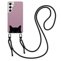 Mooie Telefoonhoesjes Samsung Galaxy S23 FE hoesje met zwart koord - Zwarte kat