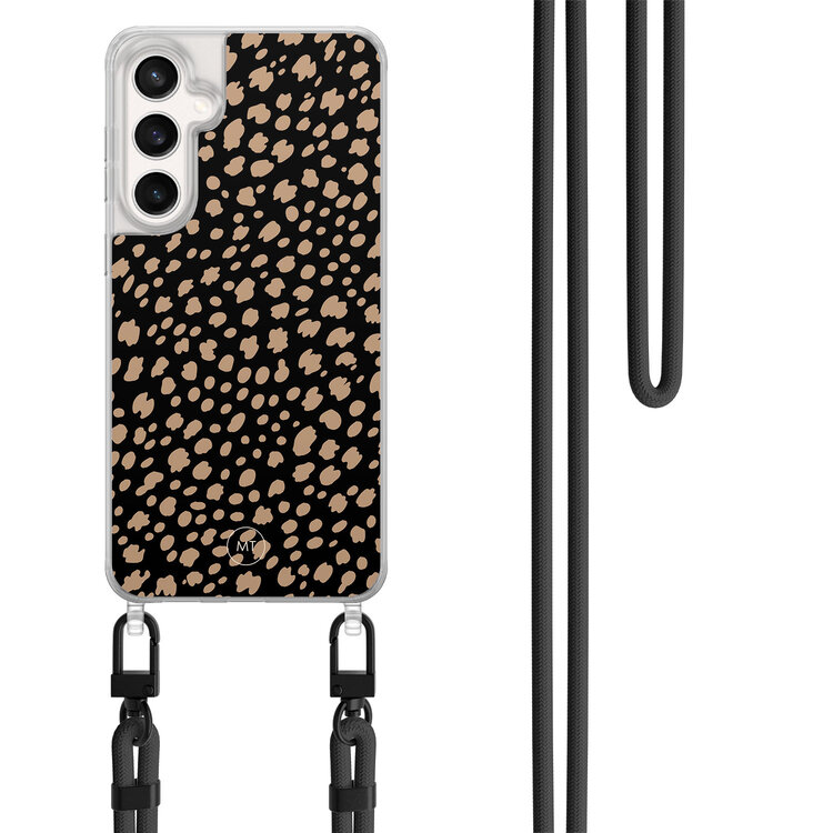 Mooie Telefoonhoesjes Samsung Galaxy S24 FE hoesje met zwart koord - Savannah spots