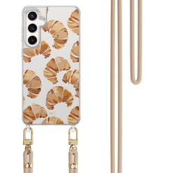 Mooie Telefoonhoesjes Samsung Galaxy S24 FE hoesje met beige koord - Croissant