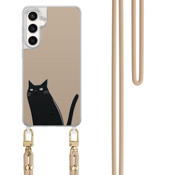 Mooie Telefoonhoesjes Samsung Galaxy S24 FE hoesje met beige koord - Purrflectly