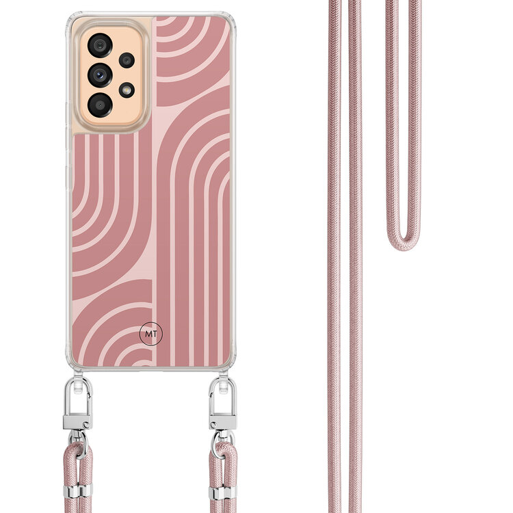 Mooie Telefoonhoesjes Samsung Galaxy A53 hoesje met rosegoud koord - Blush shapes