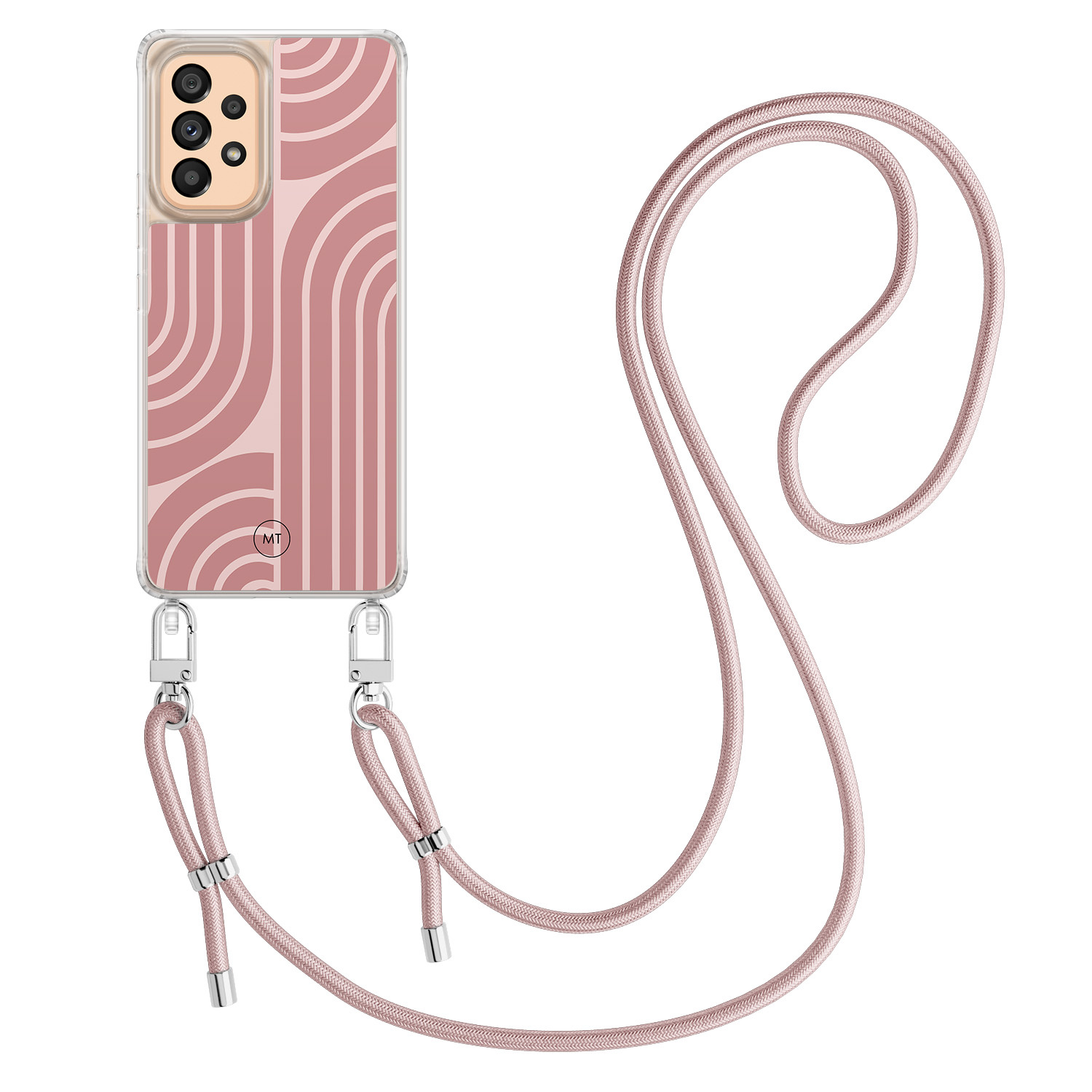 Mooie Telefoonhoesjes Samsung Galaxy A53 hoesje met rosegoud koord - Blush shapes