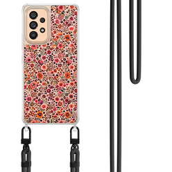 Mooie Telefoonhoesjes Samsung Galaxy A53 hoesje met zwart koord - Vintage floral