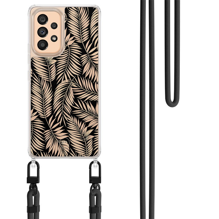 Mooie Telefoonhoesjes Samsung Galaxy A53 hoesje met zwart koord - Palm silhouette