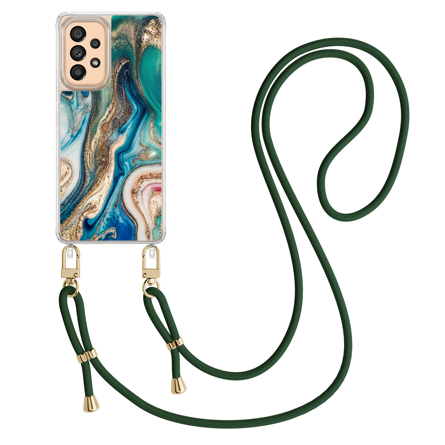 Mooie Telefoonhoesjes Samsung Galaxy A53 hoesje met groen koord - Magic marble