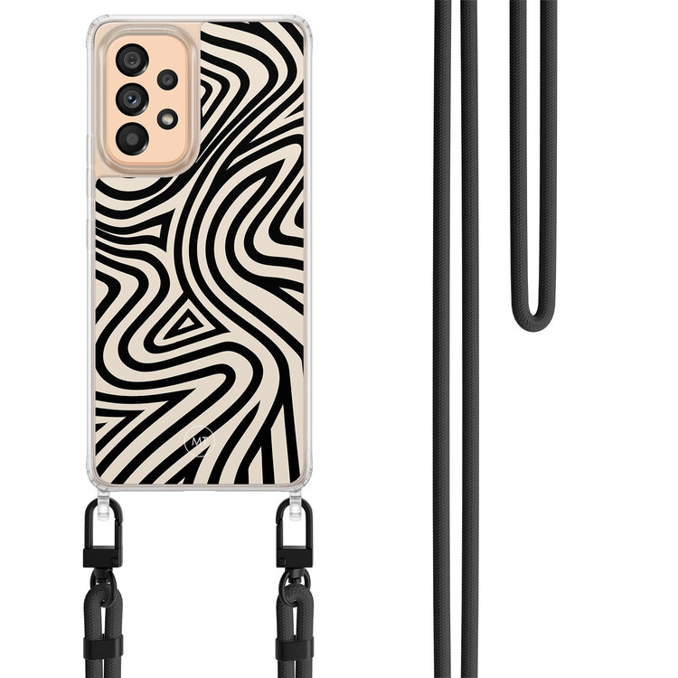 Mooie Telefoonhoesjes Samsung Galaxy A53 hoesje met zwart koord - Groovy lines
