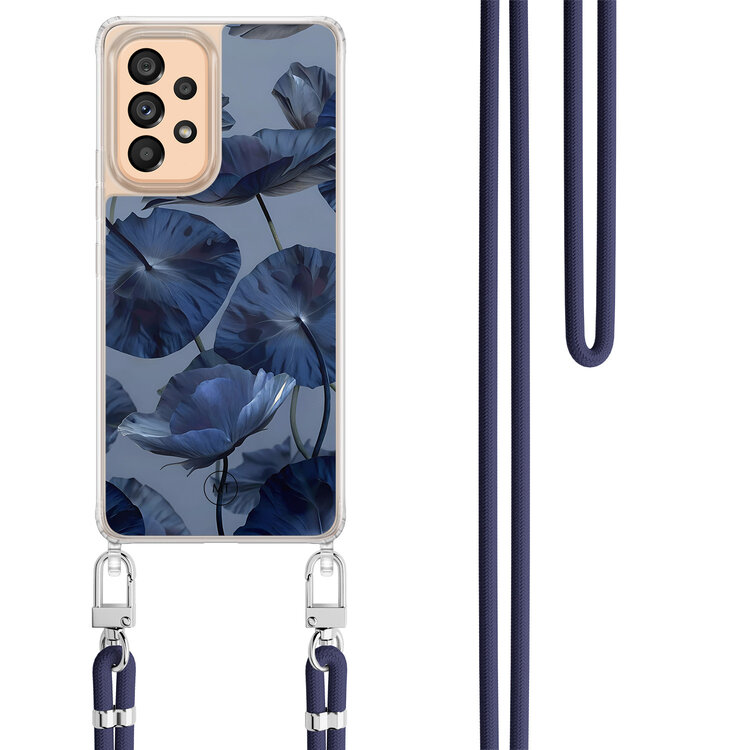 Mooie Telefoonhoesjes Samsung Galaxy A53 hoesje met donkerblauw koord - Dusky blooms