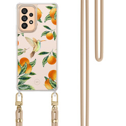 Mooie Telefoonhoesjes Samsung Galaxy A53 hoesje met beige koord - Tropical lemonade