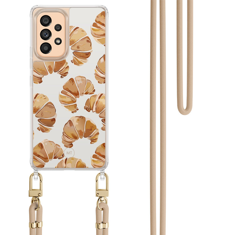 Mooie Telefoonhoesjes Samsung Galaxy A53 hoesje met beige koord - Croissant