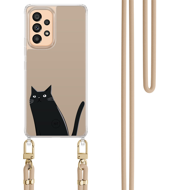 Mooie Telefoonhoesjes Samsung Galaxy A53 hoesje met beige koord - Purrflectly