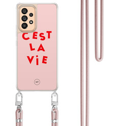 Mooie Telefoonhoesjes Samsung Galaxy A53 hoesje met rosegoud koord - C'est la vie
