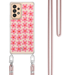 Mooie Telefoonhoesjes Samsung Galaxy A53 hoesje met rosegoud koord - Retro blooms