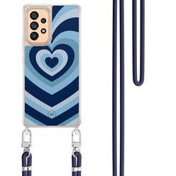 Mooie Telefoonhoesjes Samsung Galaxy A53 hoesje met donkerblauw koord - Hart blauw