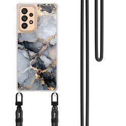 Mooie Telefoonhoesjes Samsung Galaxy A53 hoesje met zwart koord - Marble mist