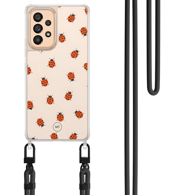 Mooie Telefoonhoesjes Samsung Galaxy A53 hoesje met zwart koord - Lieveheerstbeestjes