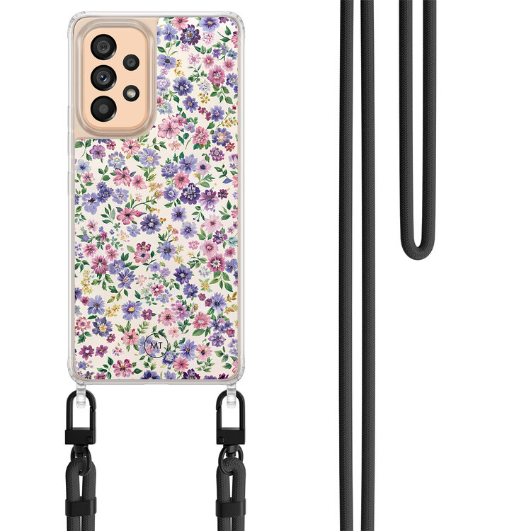 Mooie Telefoonhoesjes Samsung Galaxy A53 hoesje met zwart koord - Purple garden