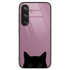 Mooie Telefoonhoesjes Samsung Galaxy S24 hoesje glas - Zwarte kat