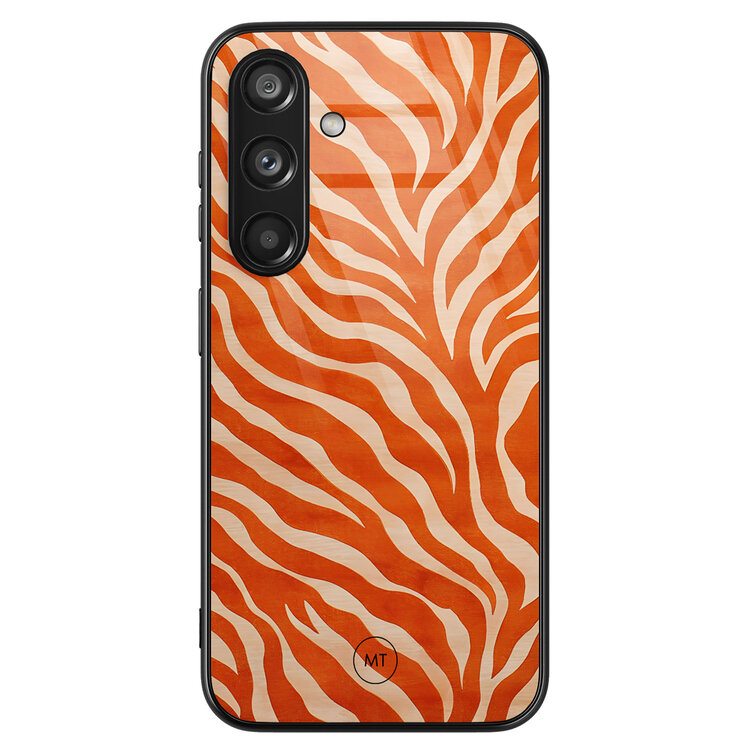 Mooie Telefoonhoesjes Samsung Galaxy S24 hoesje glas - Zebra oranje