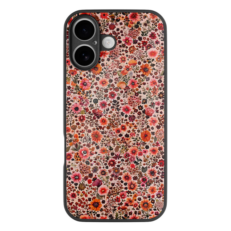 Mooie Telefoonhoesjes iPhone 16 hoesje glas - Vintage floral