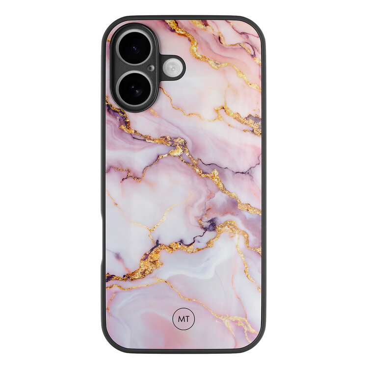 Mooie Telefoonhoesjes iPhone 16 hoesje glas - Marble pink