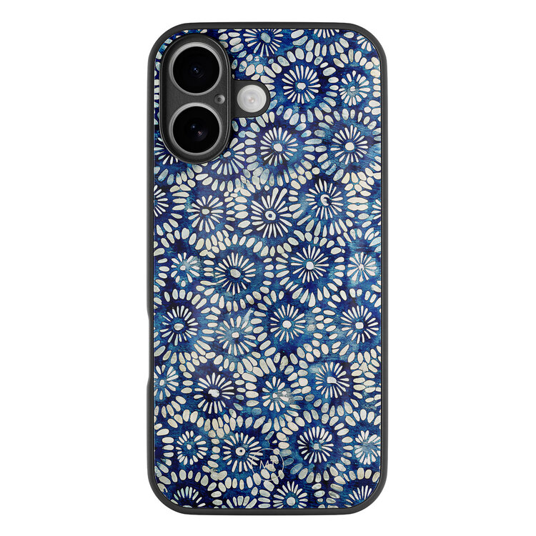 Mooie Telefoonhoesjes iPhone 16 hoesje glas - Azure daisies