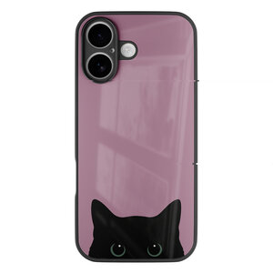 Mooie Telefoonhoesjes iPhone 16 hoesje glas - Zwarte kat
