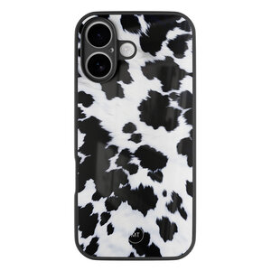 Mooie Telefoonhoesjes iPhone 16 hoesje glas - Koeienprint