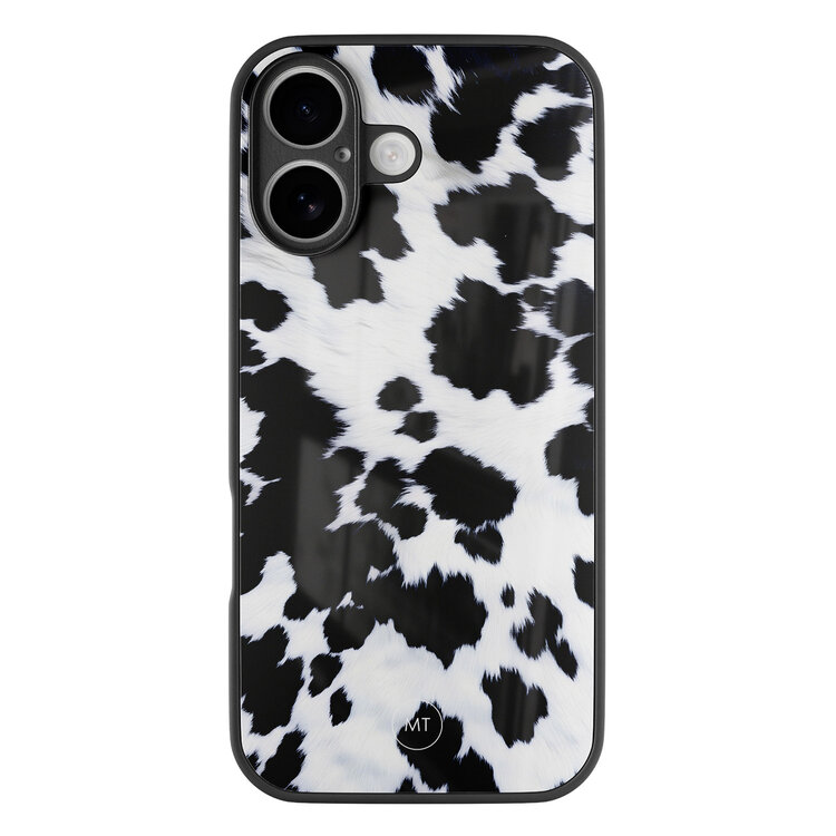 Mooie Telefoonhoesjes iPhone 16 hoesje glas - Koeienprint