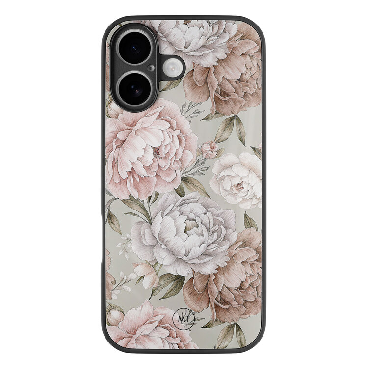 Mooie Telefoonhoesjes iPhone 16 hoesje glas - Klassieke bloemen