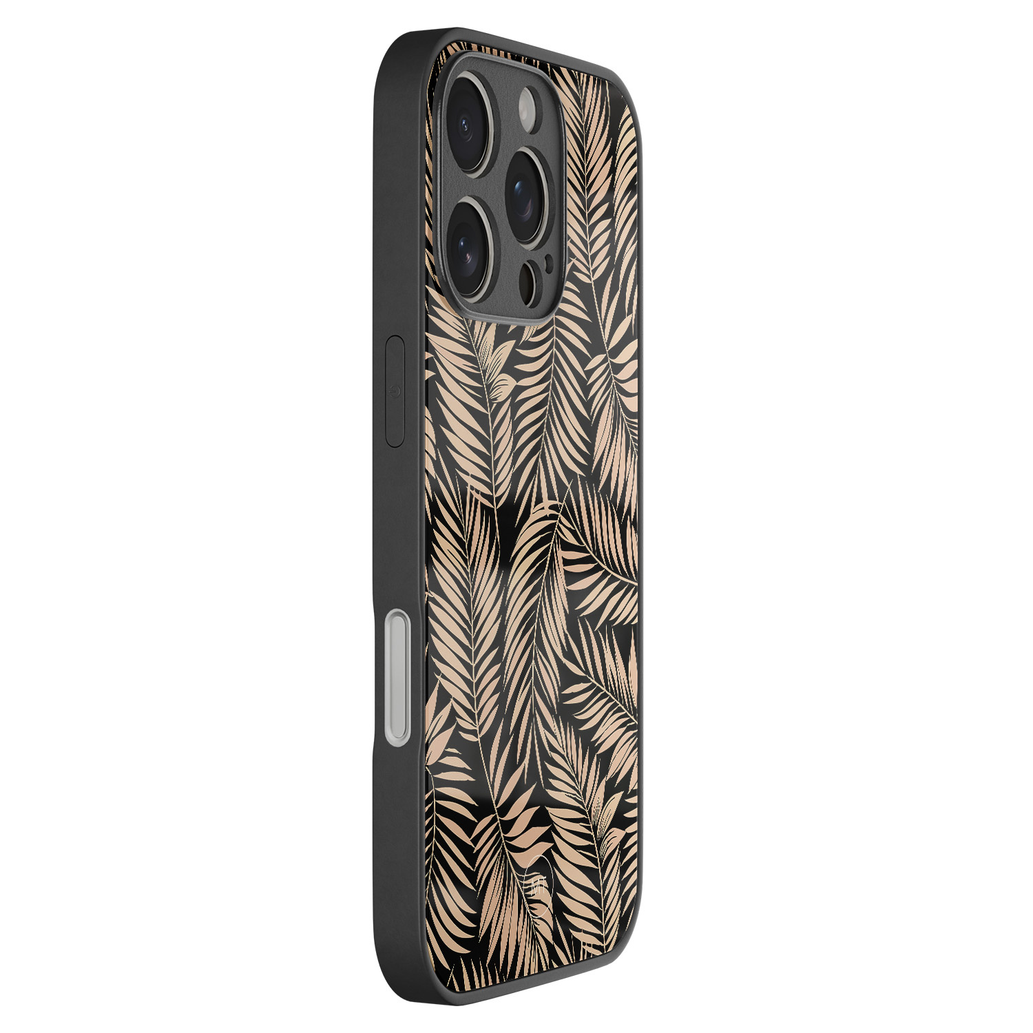 Mooie Telefoonhoesjes iPhone 16 Pro hoesje glas - Palm silhouette