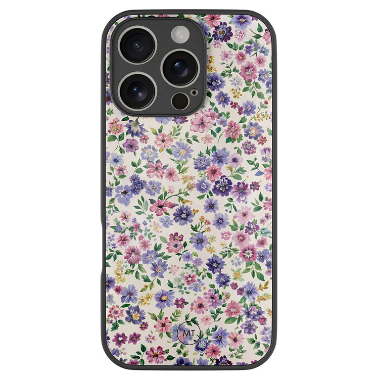 Mooie Telefoonhoesjes iPhone 16 Pro hoesje glas - Purple garden
