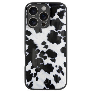 Mooie Telefoonhoesjes iPhone 16 Pro hoesje glas - Koeienprint