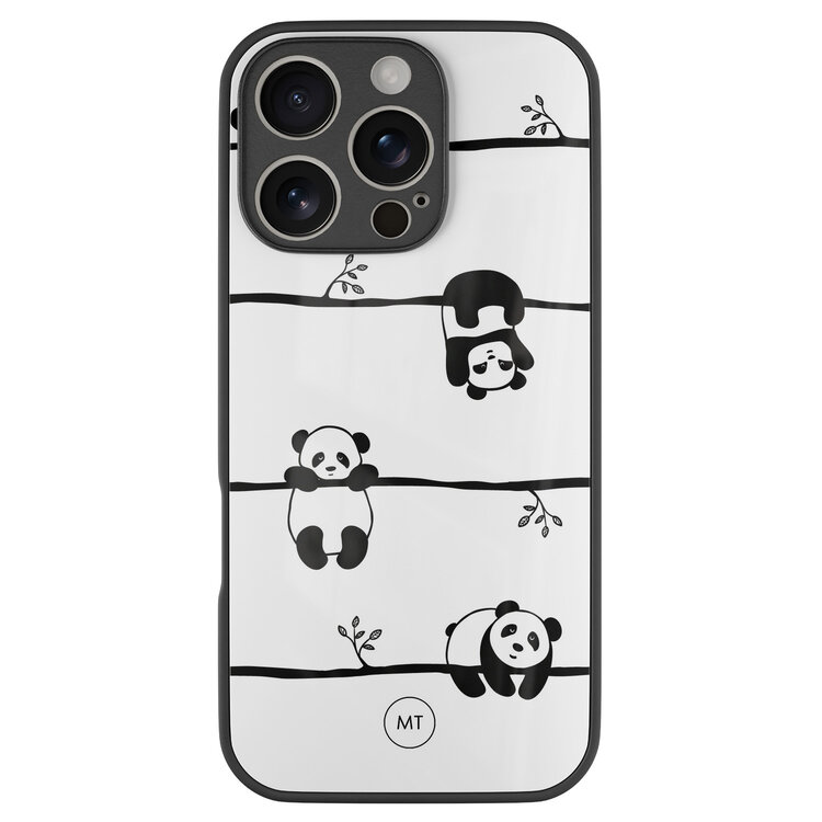 Mooie Telefoonhoesjes iPhone 16 Pro hoesje glas - Panda