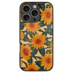 Mooie Telefoonhoesjes iPhone 16 Pro hoesje glas - Zonnebloemen