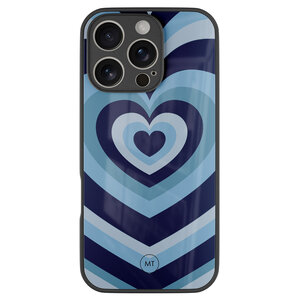 Mooie Telefoonhoesjes iPhone 16 Pro hoesje glas - Hart blauw
