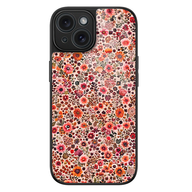 Mooie Telefoonhoesjes iPhone 15 hoesje glas - Vintage floral