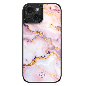Mooie Telefoonhoesjes iPhone 15 hoesje glas - Marble pink