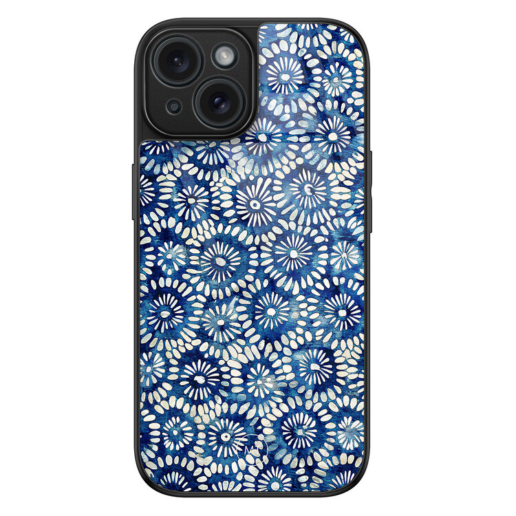 Mooie Telefoonhoesjes iPhone 15 hoesje glas - Azure daisies
