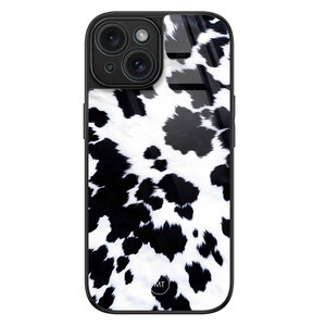 Mooie Telefoonhoesjes iPhone 15 hoesje glas - Koeienprint