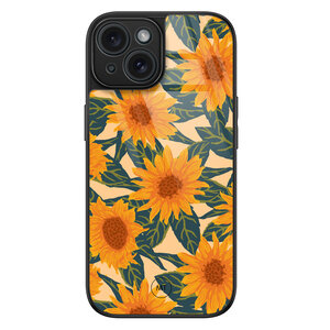 Mooie Telefoonhoesjes iPhone 15 hoesje glas - Zonnebloemen