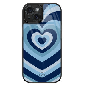 Mooie Telefoonhoesjes iPhone 15 hoesje glas - Hart blauw