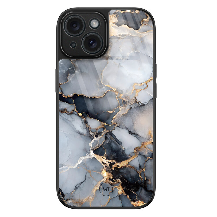 Mooie Telefoonhoesjes iPhone 15 hoesje glas - Marble mist