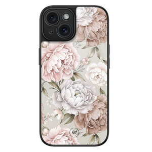 Mooie Telefoonhoesjes iPhone 15 hoesje glas - Klassieke bloemen