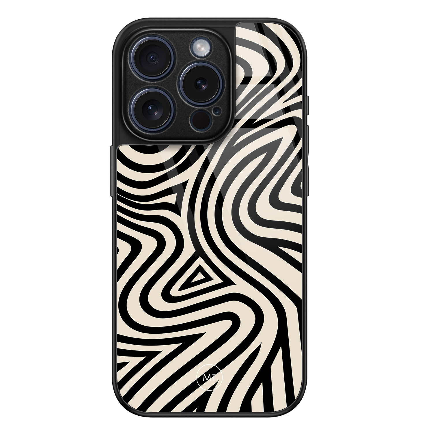 Mooie Telefoonhoesjes iPhone 15 Pro hoesje glas - Groovy lines