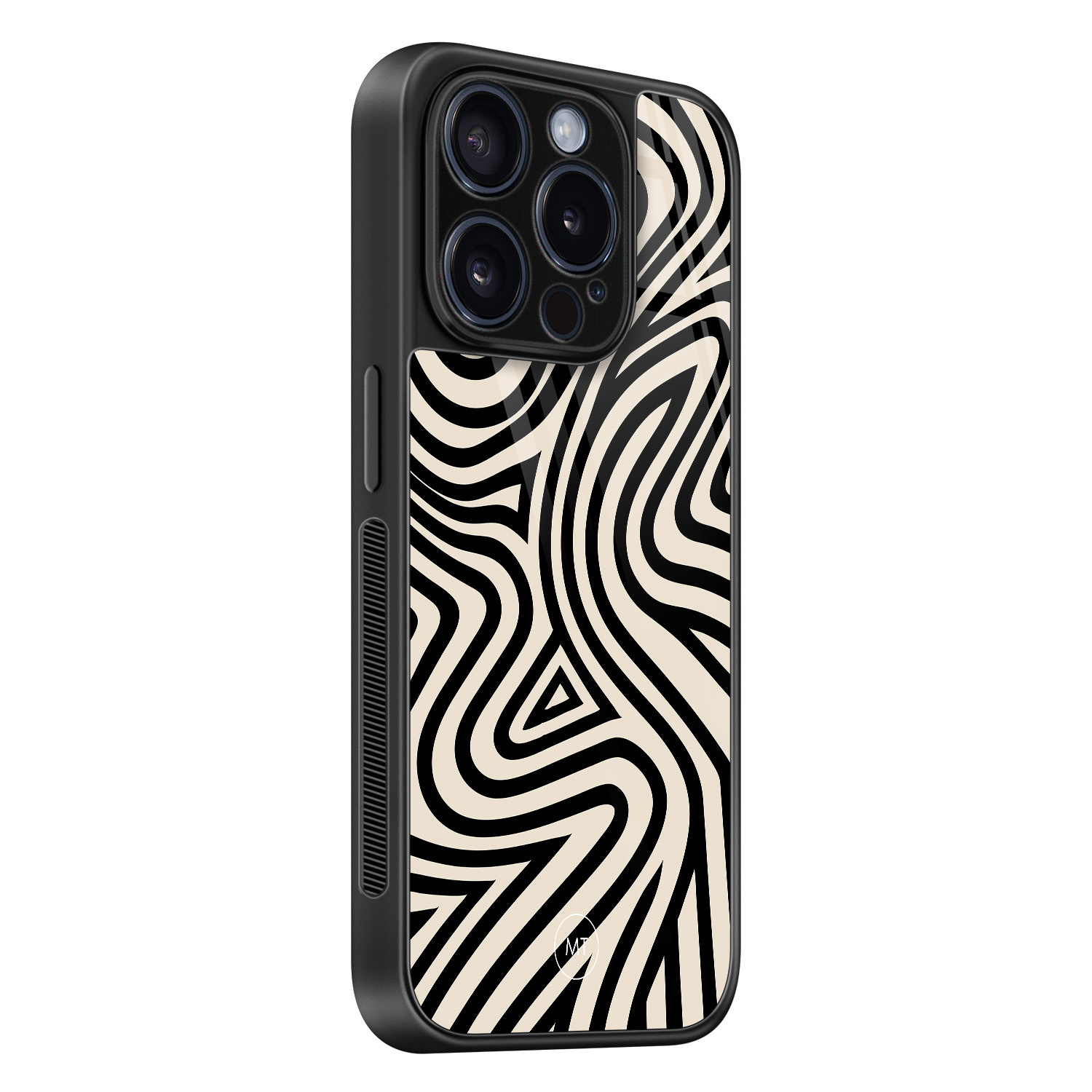 Mooie Telefoonhoesjes iPhone 15 Pro hoesje glas - Groovy lines